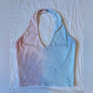 Cropped Pink/ Blue Halter Top